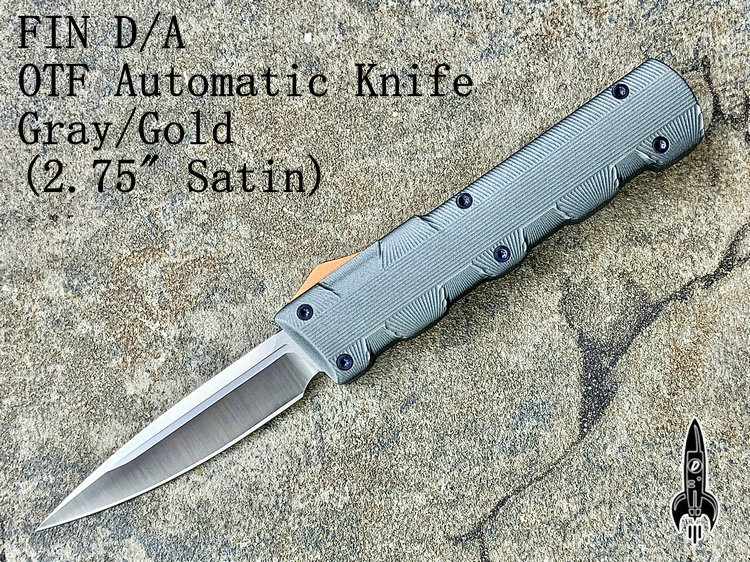 D Rocket Designs 火箭 FIN D/A OTF Automatic Knife Gray/Gold (2.75